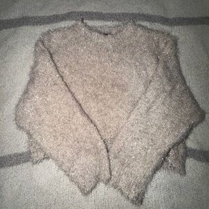 Women’s Art class Metallic Taupe Fuzzy Crewneck Sweater